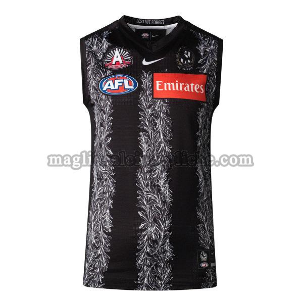 anzac guernsey maglie calcio collingwood magpies 2021 nero