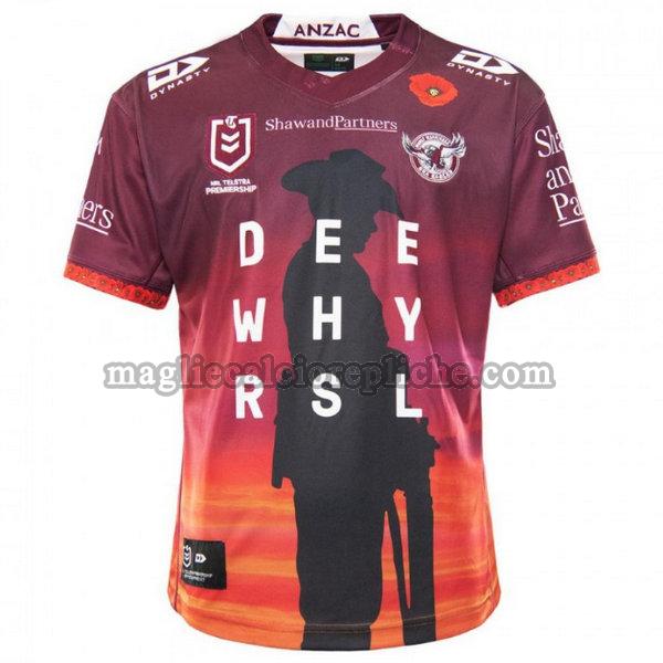 anzac maglie calcio manly warringah sea eagles 2021 porpora