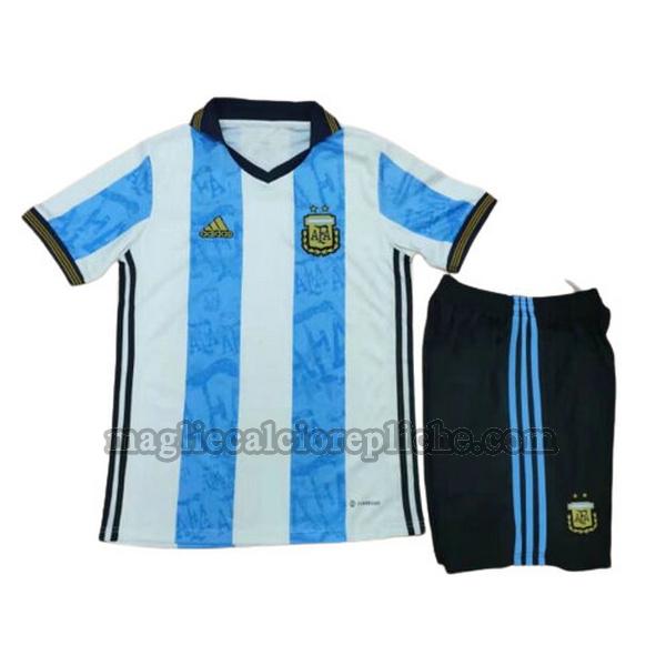 commemorative edition maglie calcio bambino argentina 2022 blu bianco