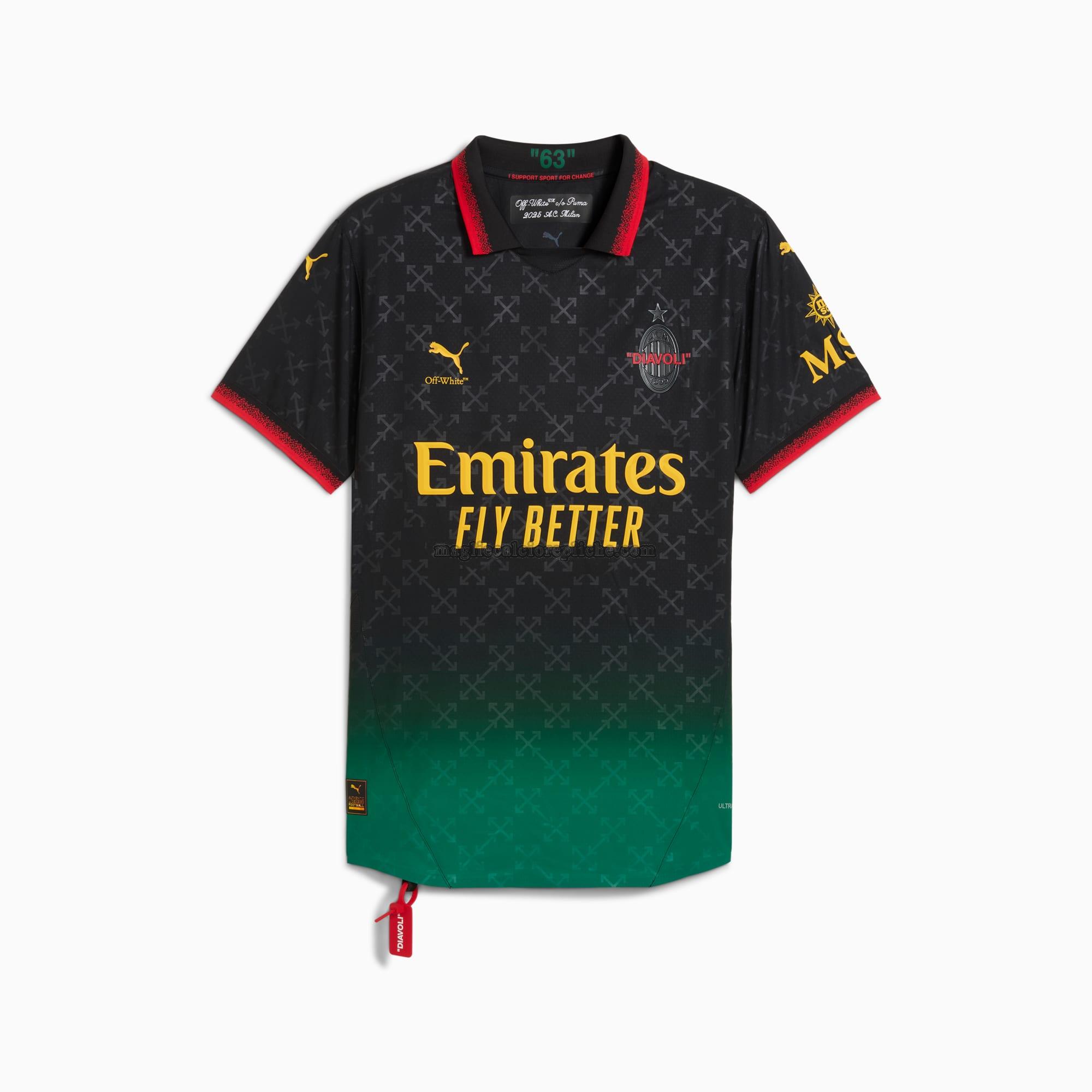 fourth ac milan x off white maglie calcio hombre ac milan 2025 nero