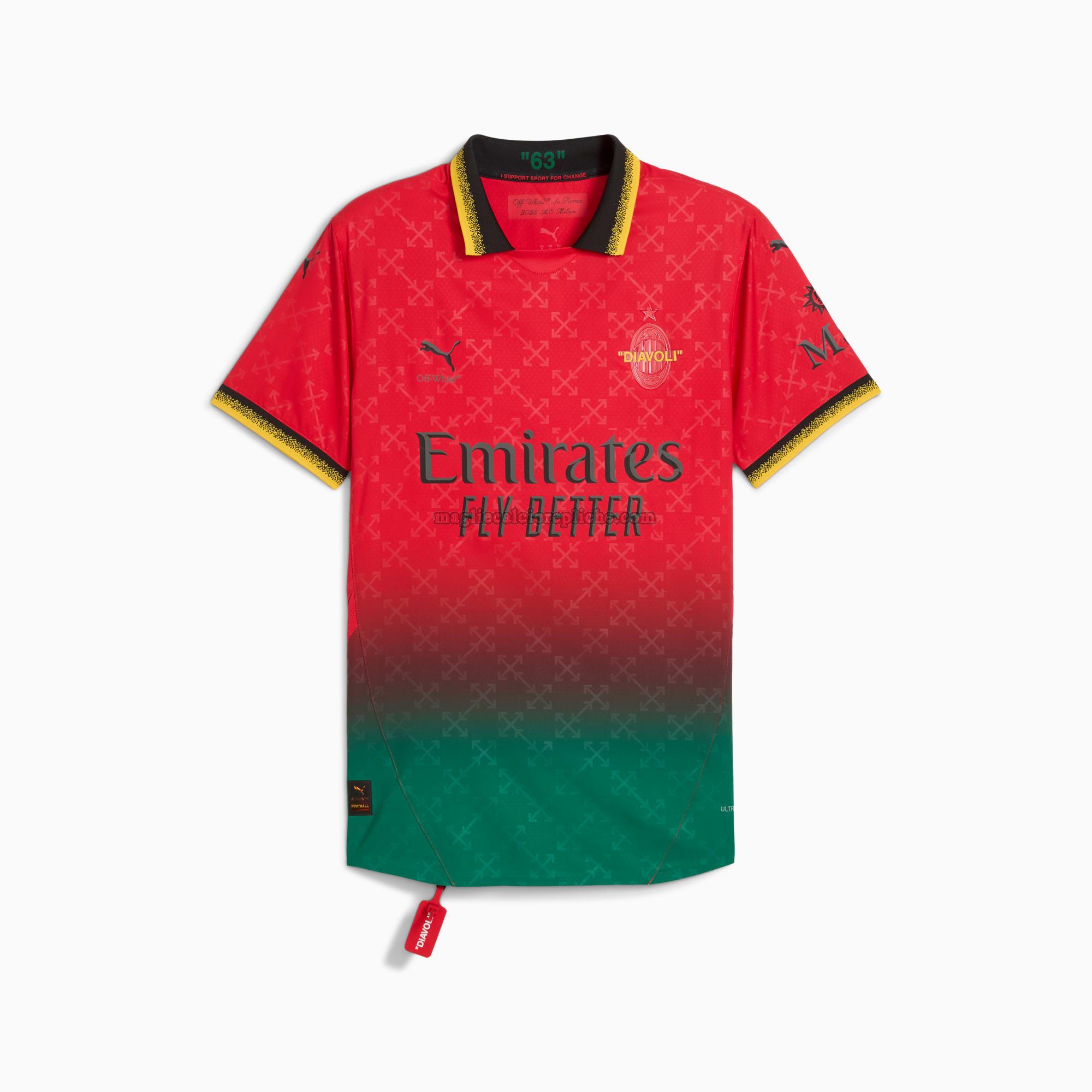 fourth ac milan x off white maglie calcio hombre ac milan 2025 rosso