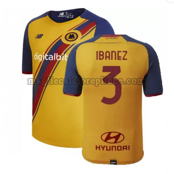 fourth maglie calcio as roma 2021 2022 ibanez 3 giallo