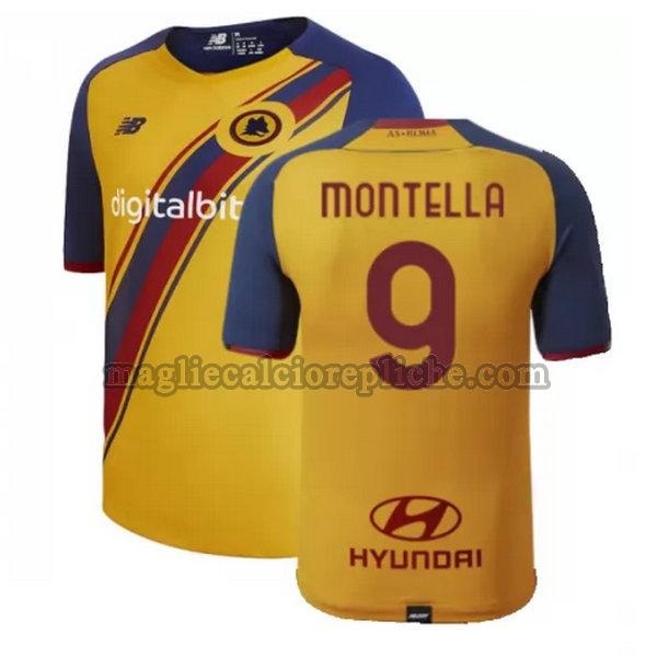 fourth maglie calcio as roma 2021 2022 montella 9 giallo