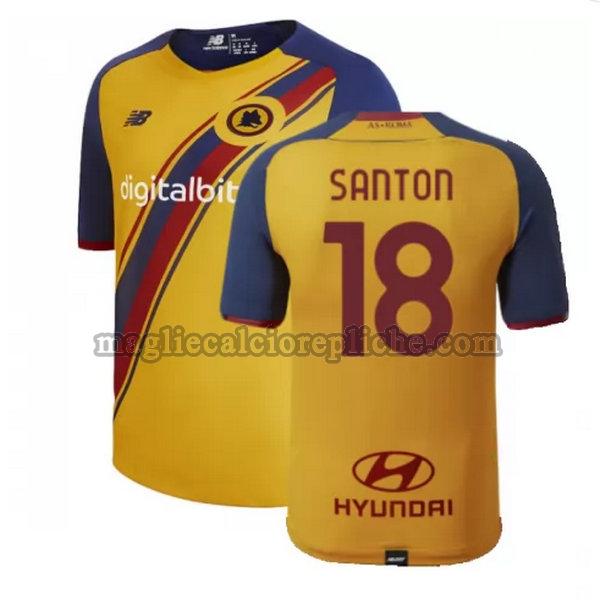 fourth maglie calcio as roma 2021 2022 santon 18 giallo