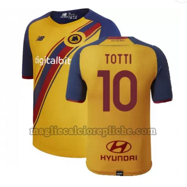 fourth maglie calcio as roma 2021 2022 totti 10 giallo