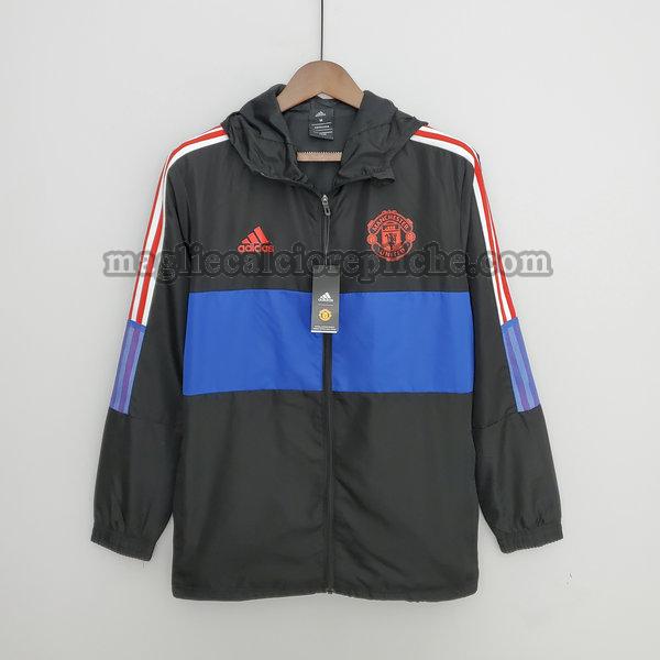 giacca a vento calcio manchester united 2022 nero blu