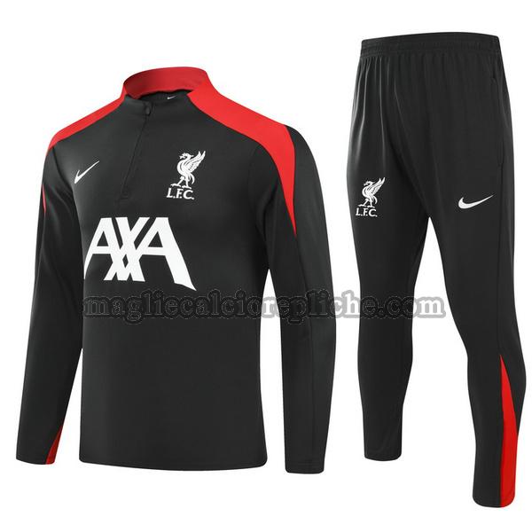 half zipper tute calcio bambino liverpool 2024 2025 completo nero