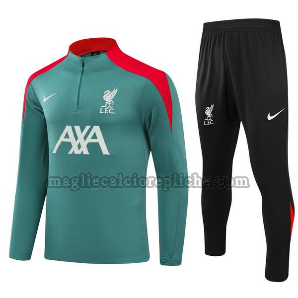 half zipper tute calcio bambino liverpool 2024 2025 completo verde