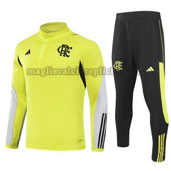 half zipper tute calcio flamengo 2024 completo giallo