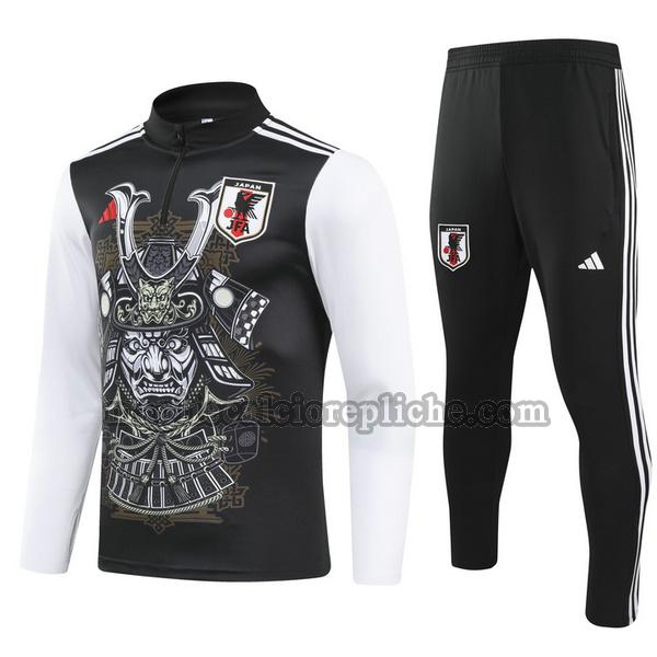 half zipper tute calcio giappone 2024 completo nero bianco