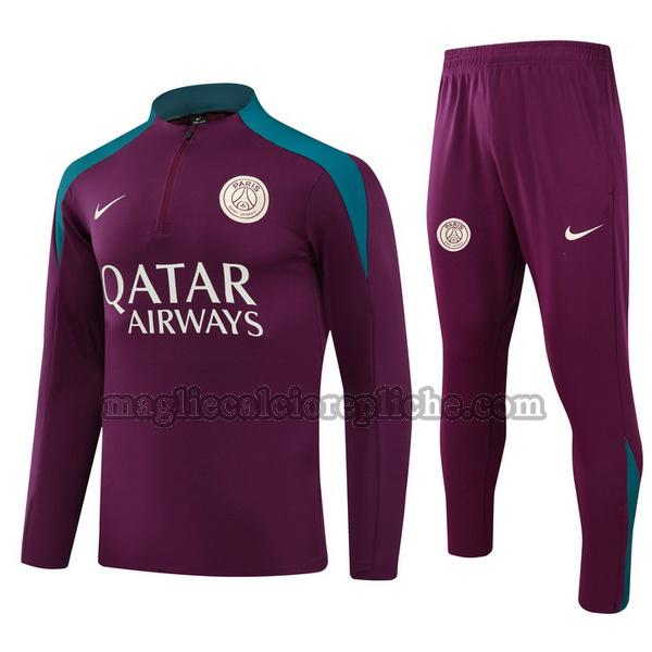 half zipper tute calcio psg 2024 2025 completo rosso