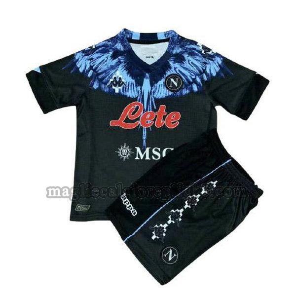 kappa×marcelo maglie calcio bambino napoli 2021 2022 blu nero