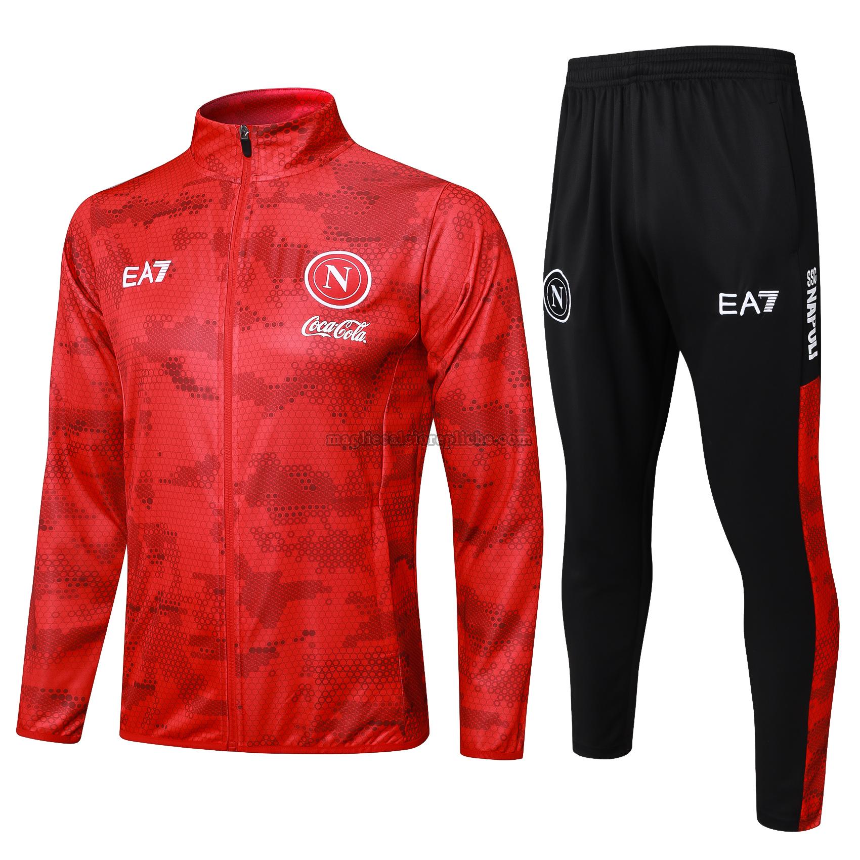long zipper tuta sportivas calcio bambino napoli 2024 2025 completo rosso