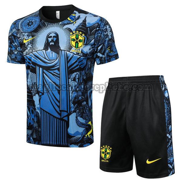 magliette formazione calcio brasile 2024 completo blu