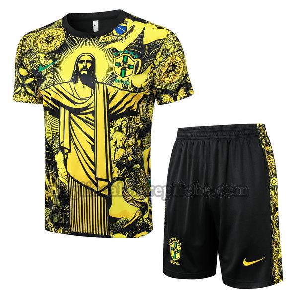 magliette formazione calcio brasile 2024 completo giallo