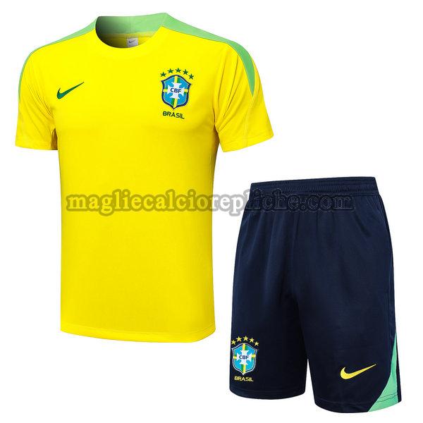 magliette formazione calcio brasile 2024 season completo giallo