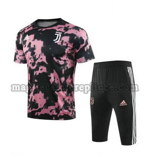 magliette formazione calcio juventus 2019-20 completo nero rosa