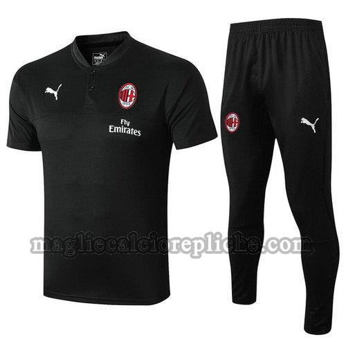 magliette polo calcio ac milan 2019-2020 completo nero