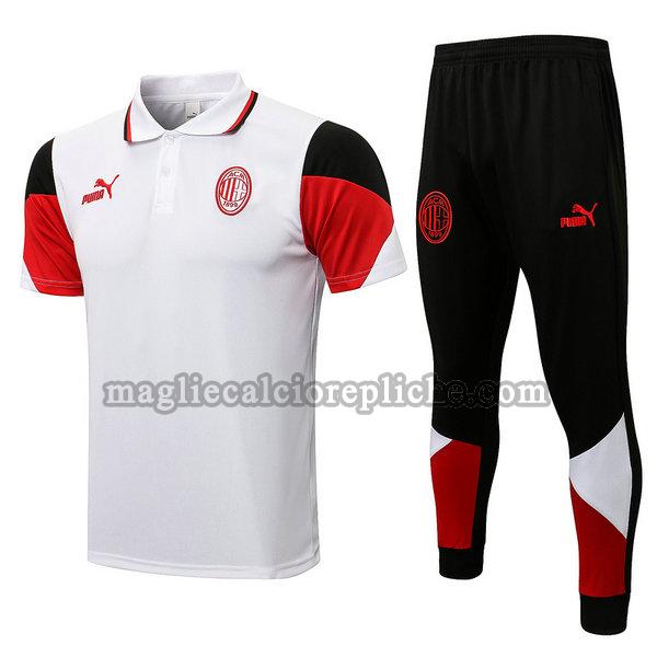 magliette polo calcio ac milan 2021 2022 completo bianco