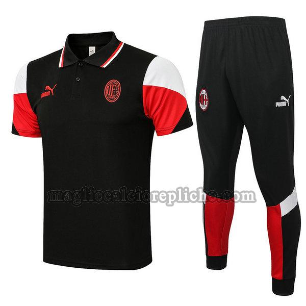 magliette polo calcio ac milan 2021 2022 completo nero