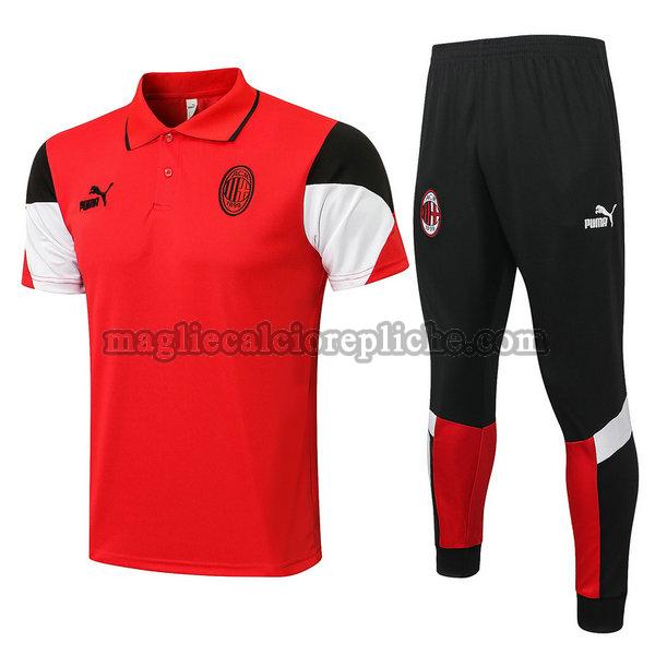 magliette polo calcio ac milan 2021 2022 completo rosso