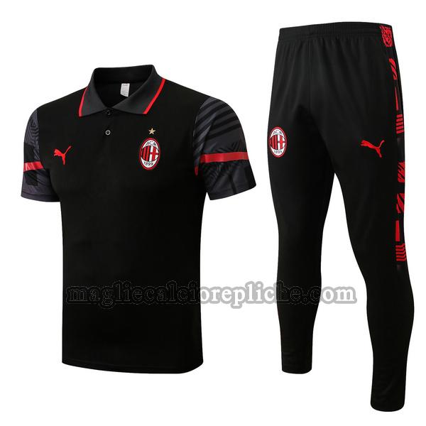 magliette polo calcio ac milan 2022 2023 completo nero