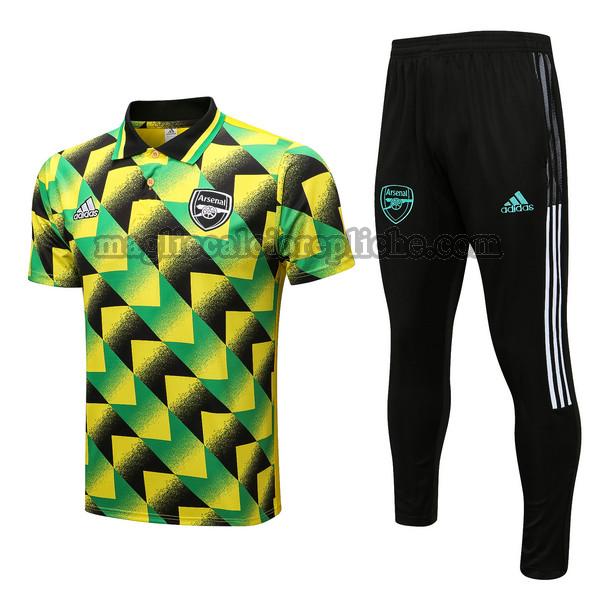 magliette polo calcio arsenal 2022 2023 completo giallo verde