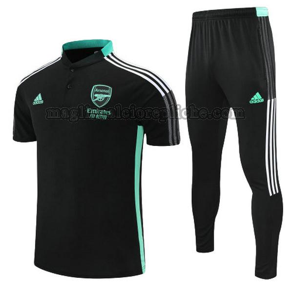 magliette polo calcio arsenal 2022 completo nero