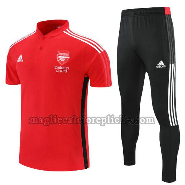 magliette polo calcio arsenal 2022 completo rosso nero