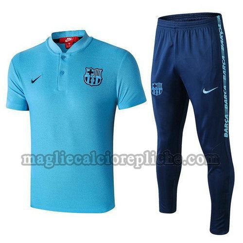 magliette polo calcio barcellona 2019-2020 completo blu