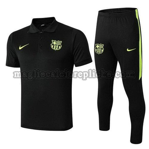 magliette polo calcio barcellona 2019-2020 completo nero