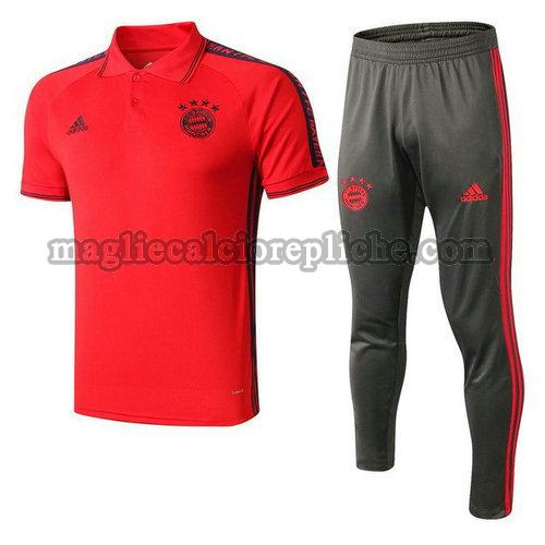 magliette polo calcio bayern münchen 2019-2020 completo rosso grigio