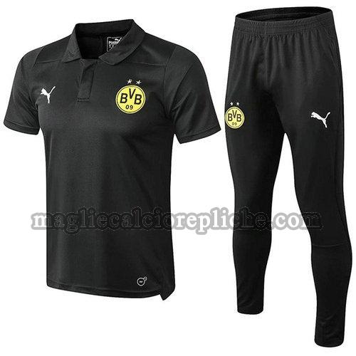 magliette polo calcio borussia dortmund 2019-2020 completo nero