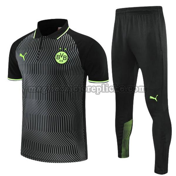 magliette polo calcio borussia dortmund 2022 completo nero