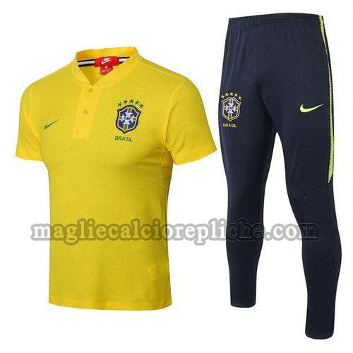 magliette polo calcio brasile 2018 completo giallo