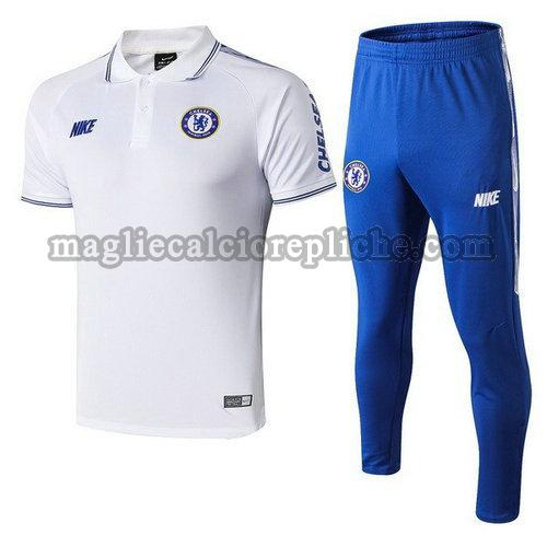 magliette polo calcio chelsea 2019-2020 completo bianco