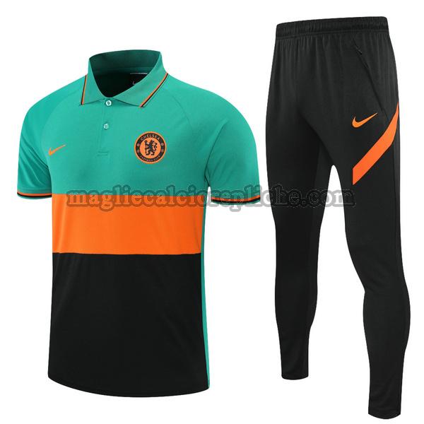 magliette polo calcio chelsea 2022 completo verde arancione nero