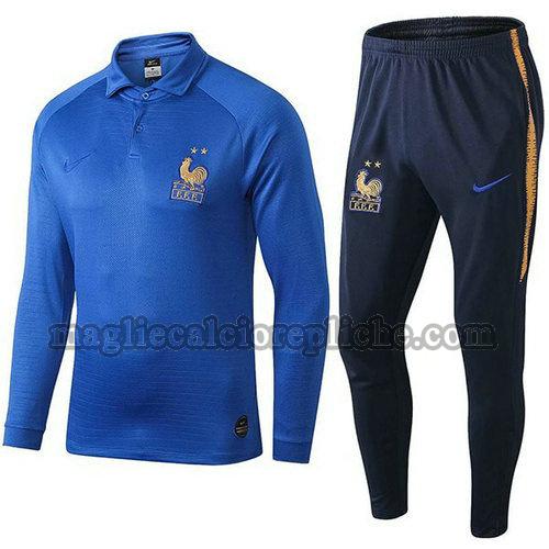 magliette polo calcio francia 100th completo blu