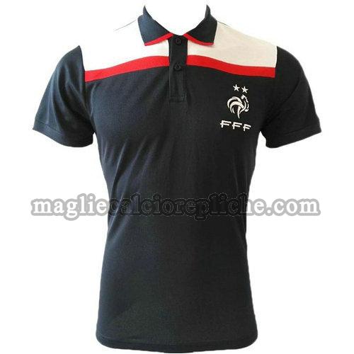 magliette polo calcio francia 19-20 nero bianco