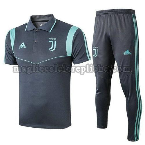 magliette polo calcio juventus 2019-2020 completo grigio blu