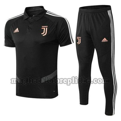 magliette polo calcio juventus 2019-2020 completo nero arancione