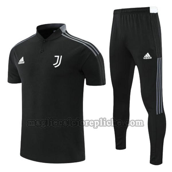 magliette polo calcio juventus 2022 completo nero