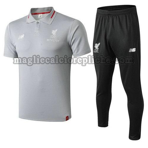 magliette polo calcio liverpool 2018-2019 completo grigio nero