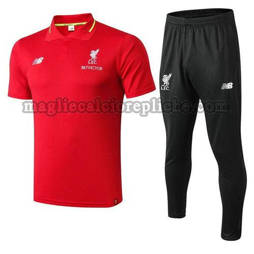 magliette polo calcio liverpool 2018-2019 completo rosso nero