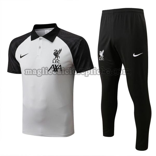 magliette polo calcio liverpool 2022 2023 completo bianco nero