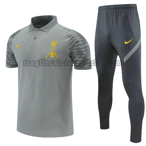 magliette polo calcio liverpool 2022 completo grigio