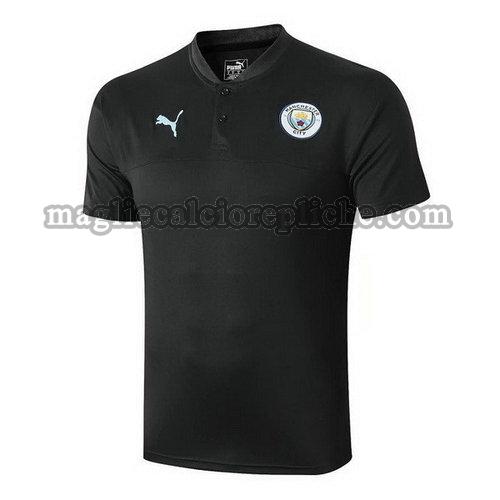 magliette polo calcio manchester city 2019-2020 nero blu