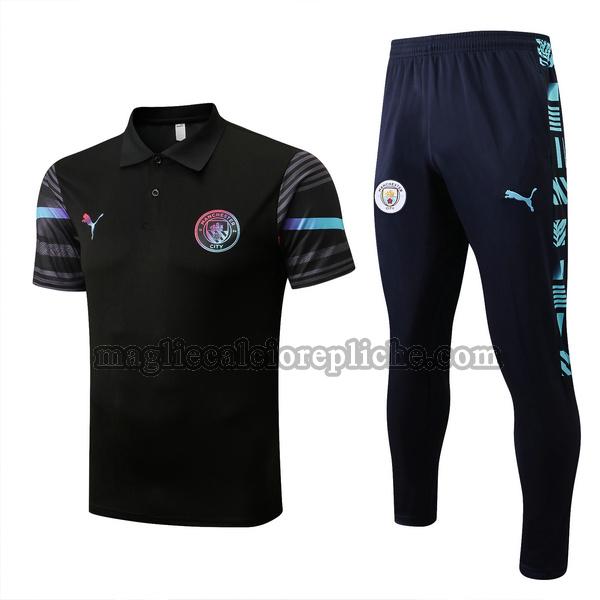 magliette polo calcio manchester city 2022 2023 completo nero