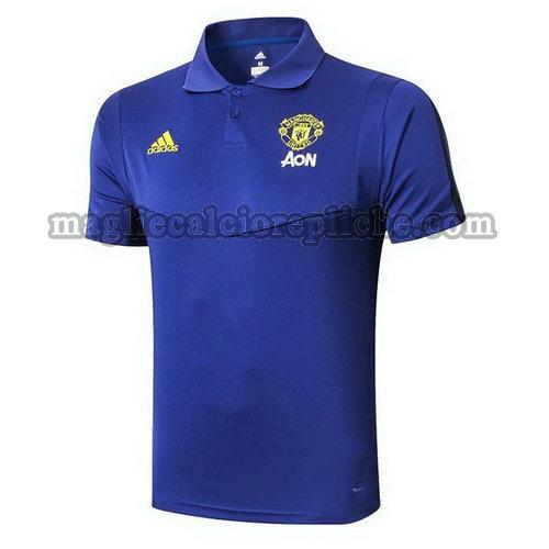magliette polo calcio manchester united 2019-2020 blu
