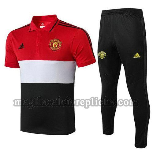 magliette polo calcio manchester united 2019 2020 completo rosso bianco